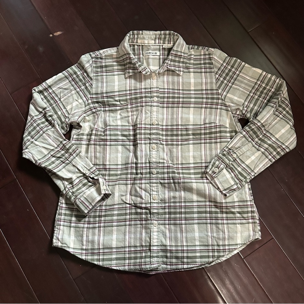 Orvis Green Plaid Button Down Shirt